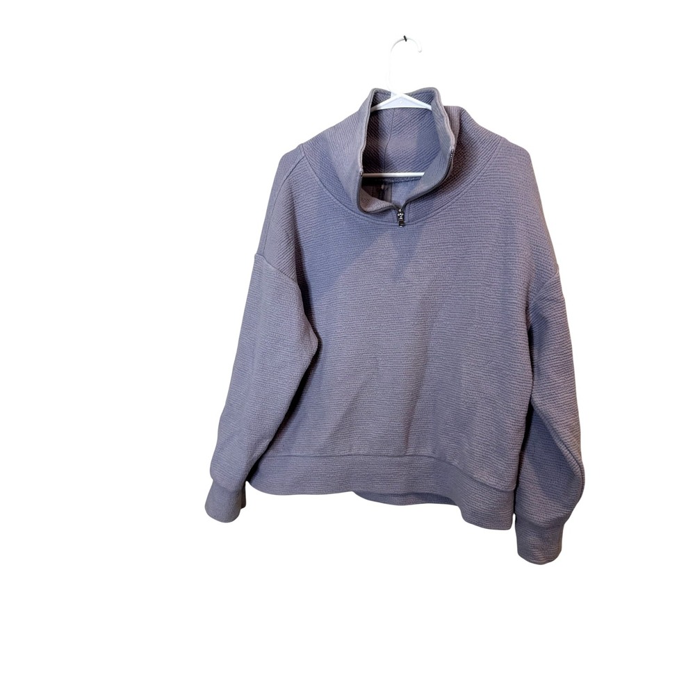 Calia Sweatshirt Womens Medium Purple Cowl Neck 1/4 Zip Textured Pullover